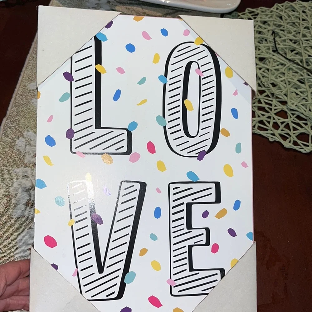 Confetti “LOVE” Sign New in Packaging 8.5” x 12” NWT
